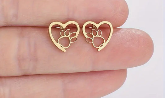 The Pawprint Heart Studs